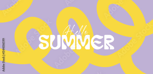 Summer themed horizontal abstract background featuring bold yellow hand-drawn lines