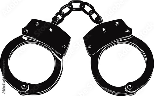 Unique handcuff silhouette vector illustration on white background