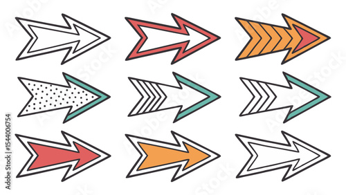 Colorful Flat Arrow Icon Set
