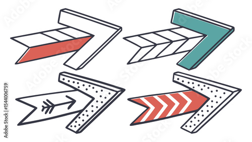 Colorful Flat Arrow Icon Set
