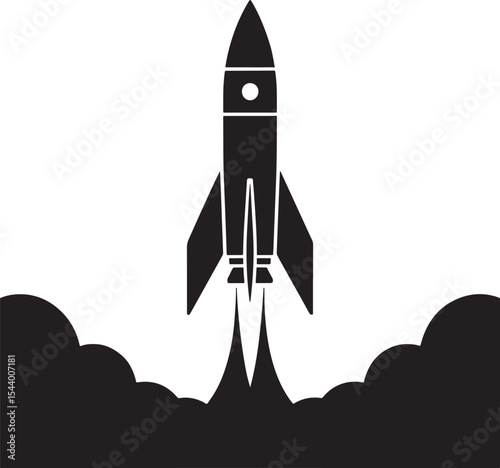 Rocket launching silhouette icon design