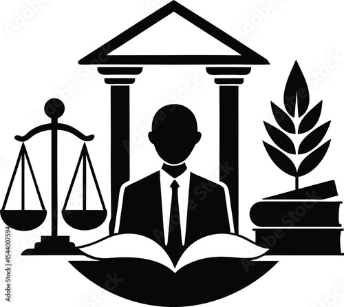 law justice-silhouette-vector-icon-on