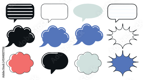 Flat Speech Bubble Vector Icons
