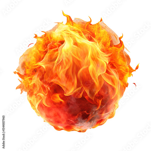 Fiery Orb Abstract Burning Sphere on Transparent Background