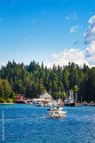 Marina and moored boats on ...