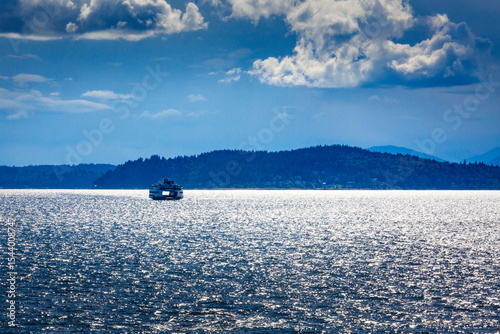 Seattle to Bainbridge ferry on Puget Sound, Washington State, USA. photo
