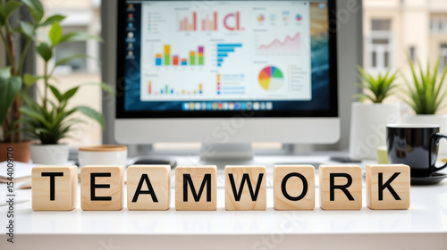 Teamwork concept highlights collaboration, communication, and shared goals among professionals working together with copy space