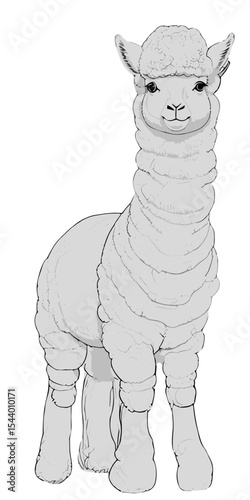 Cute alpaca lama llama coloring book for kids with character illustration
