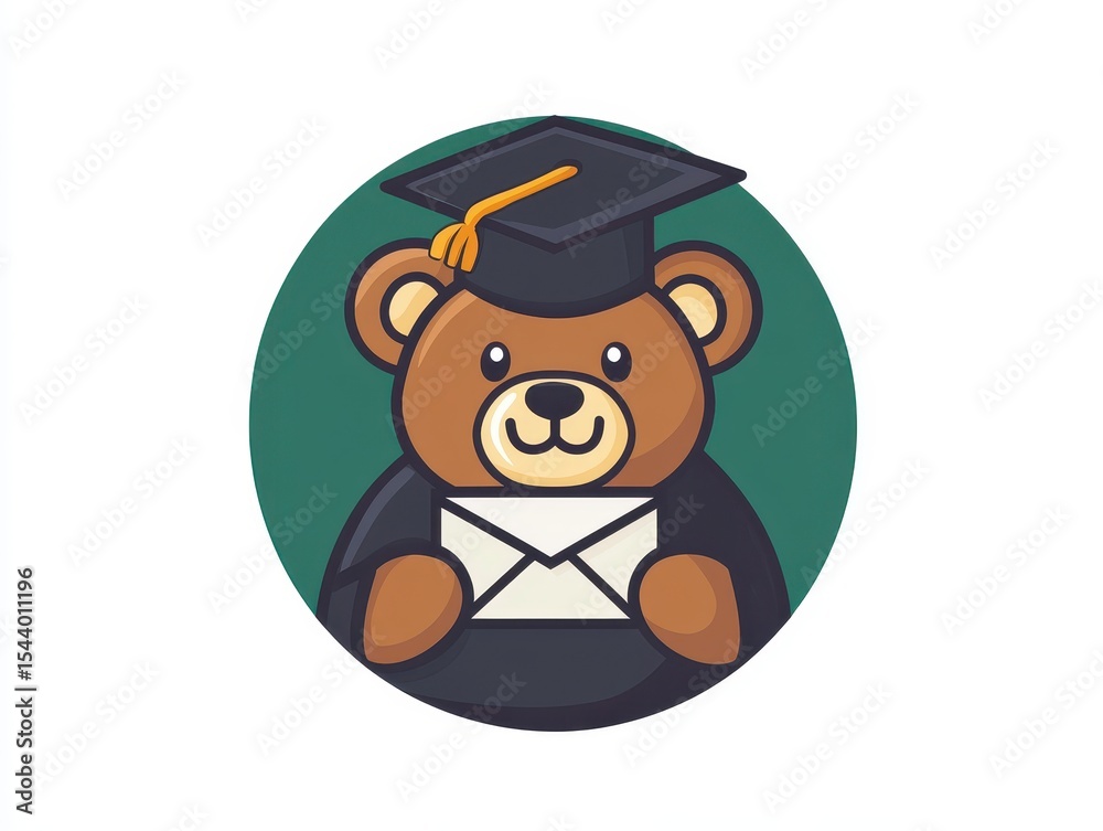 Fototapeta premium Teddy Bear Graduation Celebration: Cute Educational Cartoon Vector