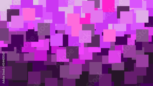 A digital abstract background featuring a dynamic pattern of overlapping squares in purple