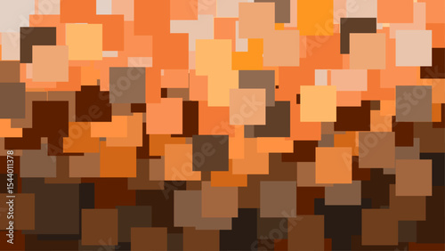 A digital abstract background featuring a dynamic pattern of overlapping squares in orange