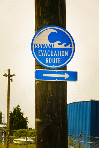 Tsunami Evacuation Route, Skagit County, Washington State, USA.