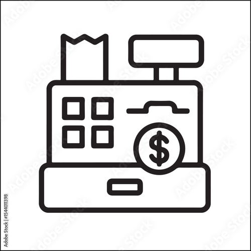 Cash Register with Money Symbol Icon