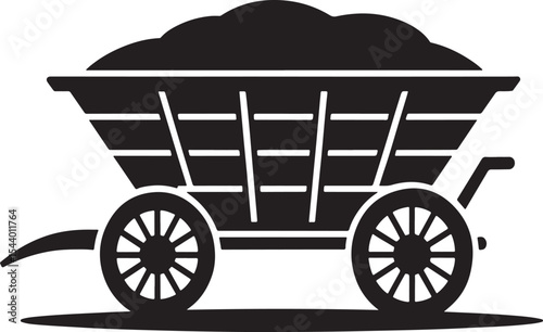 Loaded wooden cart silhouette icon graphic