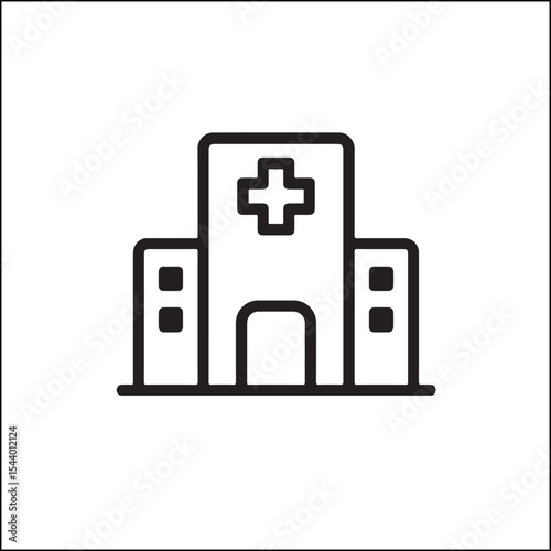 Hospital Building with Medical Cross Icon