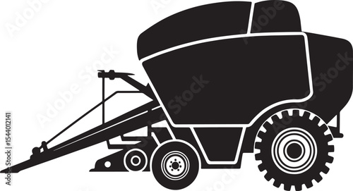 Agricultural forage harvester silhouette illustration