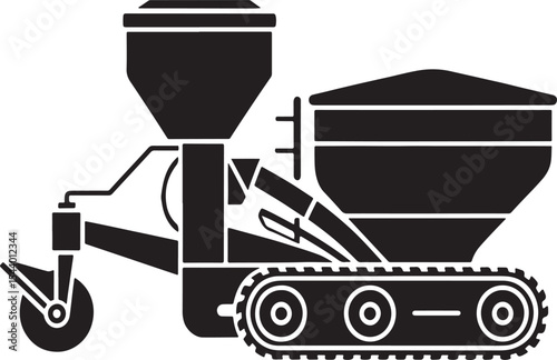 Agricultural fertilizer spreader machine silhouette