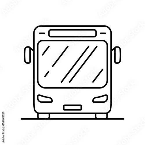 Bus icon. Black outline linear silhouette. Editable strokes. Front view. Vector simple flat graphic illustration. Isolated object on white background. Isolate.
