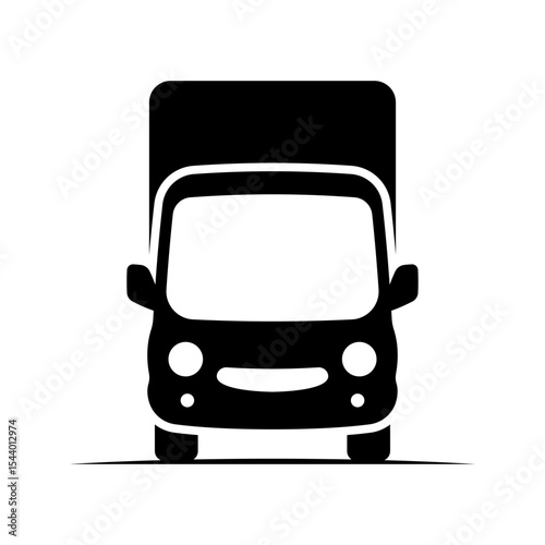 Truck icon. Delivery van. Black silhouette. Front view. Vector simple flat graphic illustration. Isolated object on white background. Isolate.