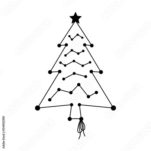 Christmas tree icon. Black outline linear silhouette. Editable strokes. Front side view. Vector simple flat graphic illustration. Isolated object on white background. Isolate.