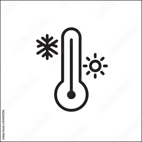 Thermometer with Hot and Cold Weather Icon