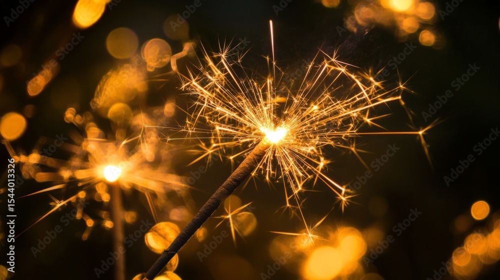 Obraz premium Sparkler drawing shapes in the air, long exposure, magical celebration generative ai