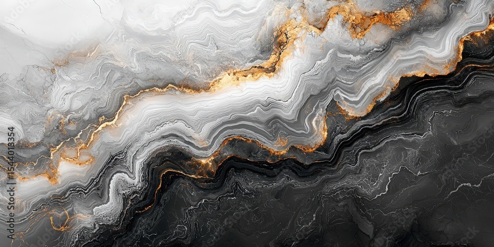 Fototapeta premium Abstract Marble and Agate Background with Gray Swirls and Gold Veins — Elegant Stone Texture for Luxury Design and Decor