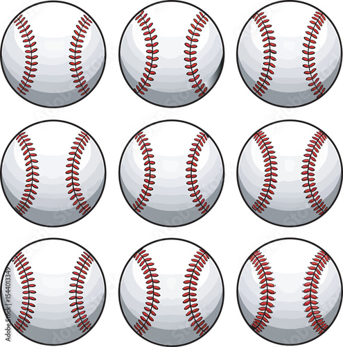 Baseball Collection Clipart element Vector white color background