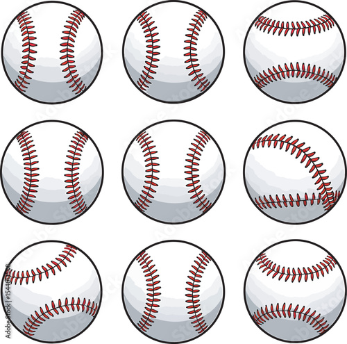 Baseball Collection Clipart element Vector white color background