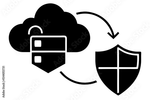 Secure Cloud Backup & Recovery Process with Vault and Shield Icon – Data Protection Guide