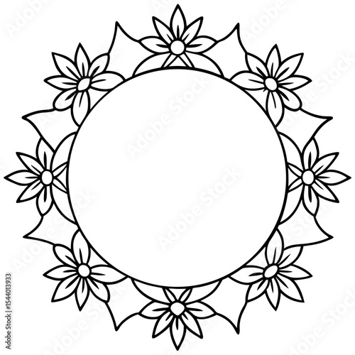 White Background Floral Circle Design