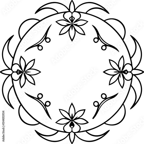 White Background Floral Circle Design