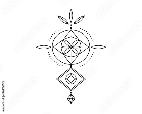 Sacred Geometry Mandala Design Element for Spiritual Art