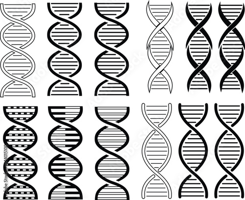 DNA icon set. Polygonal wireframe DNA molecule. Medical science, genetic biotechnology, chemistry biology, gene cell concept vector illustration isolated background. Innovation technology concept