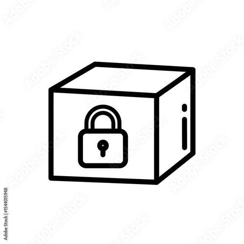 Blockchain technology icon with lock symbolizing security