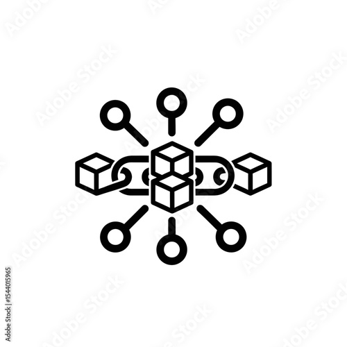 Blockchain technology icon representing interconnected data blocks