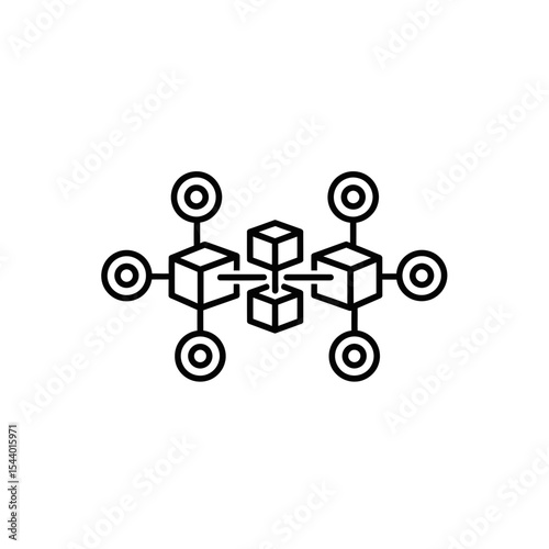 Blockchain technology icon representing interconnected nodes and blocks