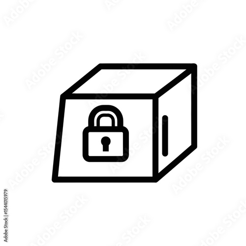 Blockchain technology icon featuring a secure locked box