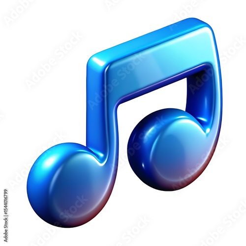 Vibrant Blue 3 D Rendered Musical Note Symbol Glossy Surface Gradient Color music note 3d render