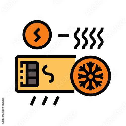 Heating and cooling symbol icon featuring a temperature control device with energy symbols - Smart Thermostat