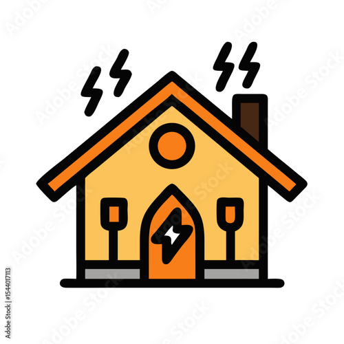 Energy-efficient house icon featuring a home with energy symbols and sustainability features - Smart Thermostat