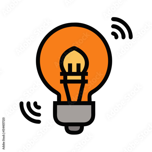 Energy-saving smart bulb icon featuring a light bulb with wireless signaling - Smart Thermostat
