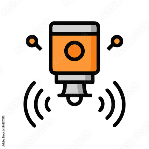 PIR motion sensor icon featuring a sleek design with wireless signal indicators for detection alerts - Smart Thermostat
