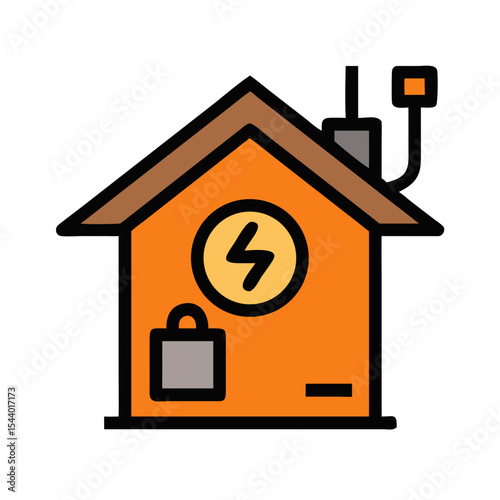 Power saving home icon featuring a house with energy efficiency features and a lock symbol - Smart Thermostat