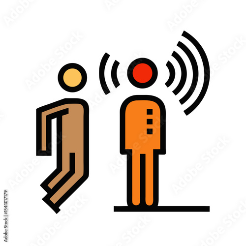 Person sensing sensor icon featuring a sensor detecting a person with wireless signal indicators - Smart Thermostat