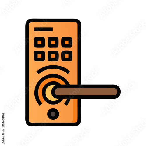 Smart door lock icon featuring a keypad and wireless signal for keyless entry - Smart Thermostat
