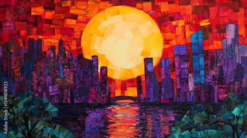 Person kayaking past Brooklyn bridge during vibrant sunset in new York city