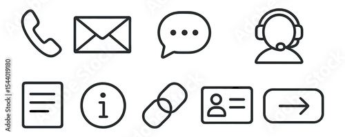 Communication, contact line icon set. chat, email, phone icons outline collection