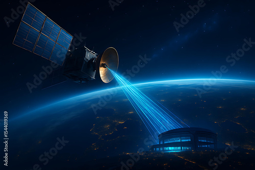 Satellite retrieving data from earth picture
