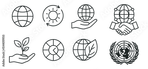 Environmental conservation icon set. earth, eco preservation icons outline collection